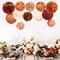 Wedding Decorations, 12 PCS Carmine Rust Orange Light Brown Tissue Paper Pom Poms and Lanterns for Rustic Classical Wedding, Baby Bridal Shower, Retro Party, New Year Party